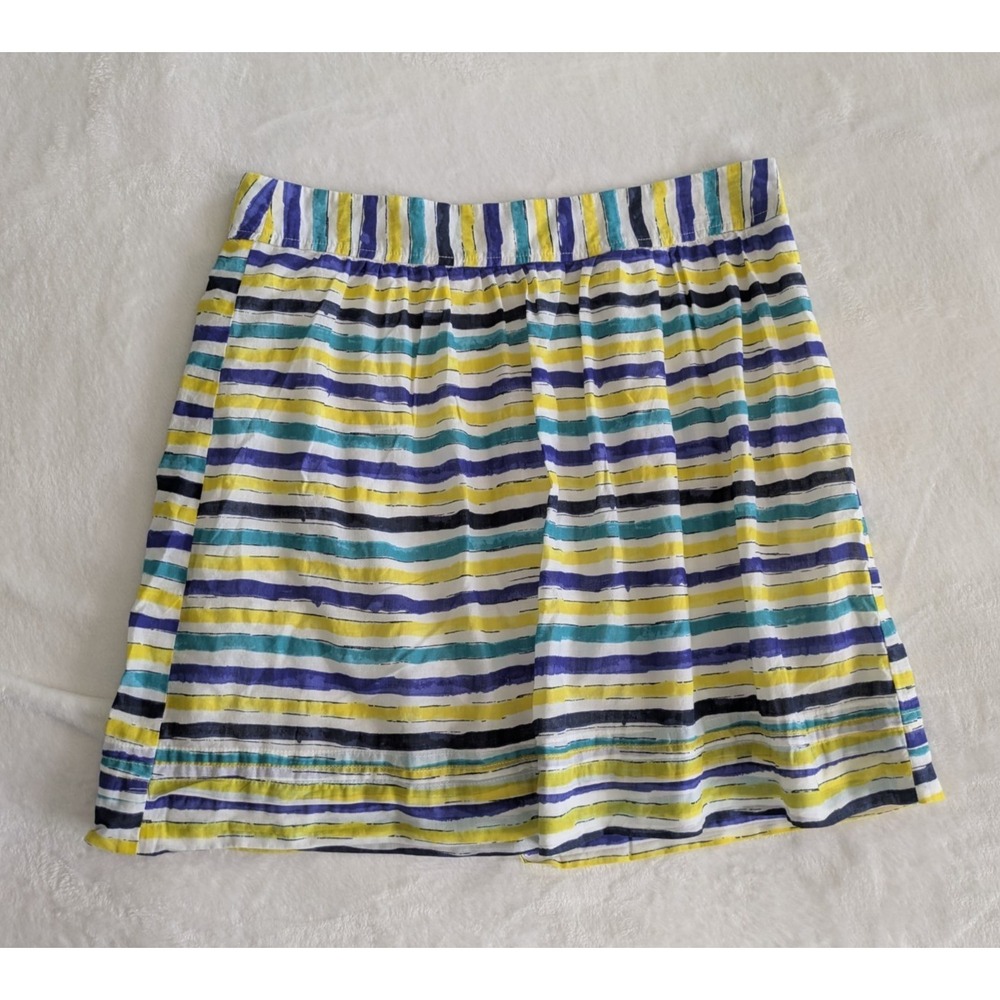LOFT Ann Taylor Skirt Women's Size 8 Striped Cotton Lined Summer Mini Skirt